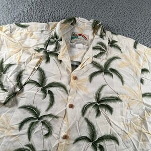 Paradise Found Men's Casual Camp Hawaiian Shirt Large Rayon Palm Print